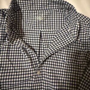 Vineyard Vines Youth Boy’s  Performance Cotton Dark Navy and White Gingham Shirt